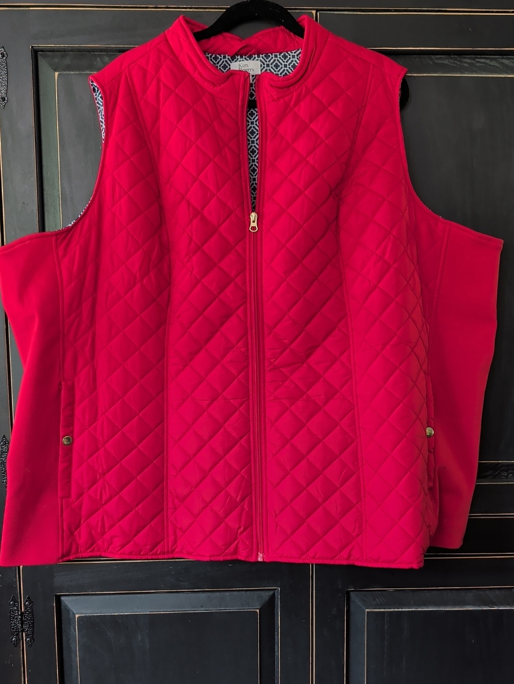 Kim Rogers Quilted Bright Red Zip-Front Vest